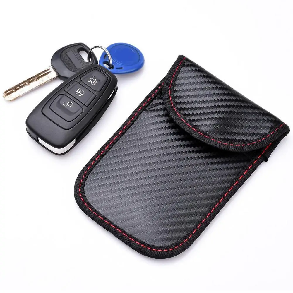 Car Key Signal Blocker Case Signal Shielding Bag Cover Carbon Fiber Anti-scanning Faraday Signal Blocking Pouch Bag Key Wallet