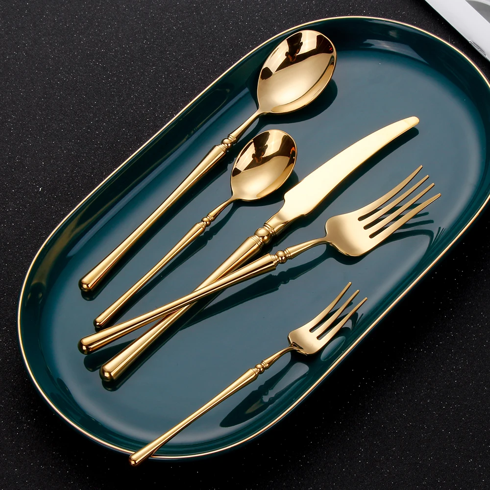 24/30/32/40Pcs Gold Cutlery Set Stainless Steel 304 Tableware Kitchen Utensils Sliver Knife Fork Spoon Mirror Dinner Set