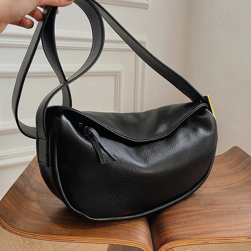 100% Genuine Leather Women\'s Handbags Quality Soft Cowhide Women Shoulder Bags Large Capacity Casual Luxury Ladie Messenger bag