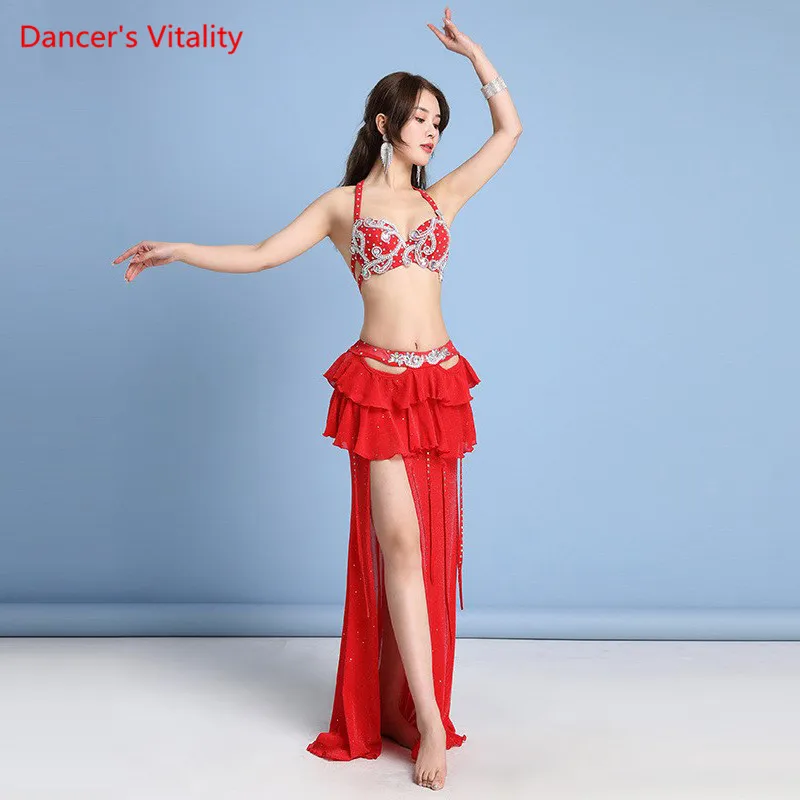 Belly Dance Suit Diamond-Studded Bra Sequins Fishtail Skirt Performance Clothes Set Female Adult High-end Competition Clothing