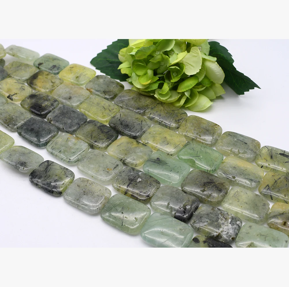 

1 Strands 28x38mm Faceted Prasiolite Green Prehnite Rectangle Rectangular 15.5" Jewelry Making DIY