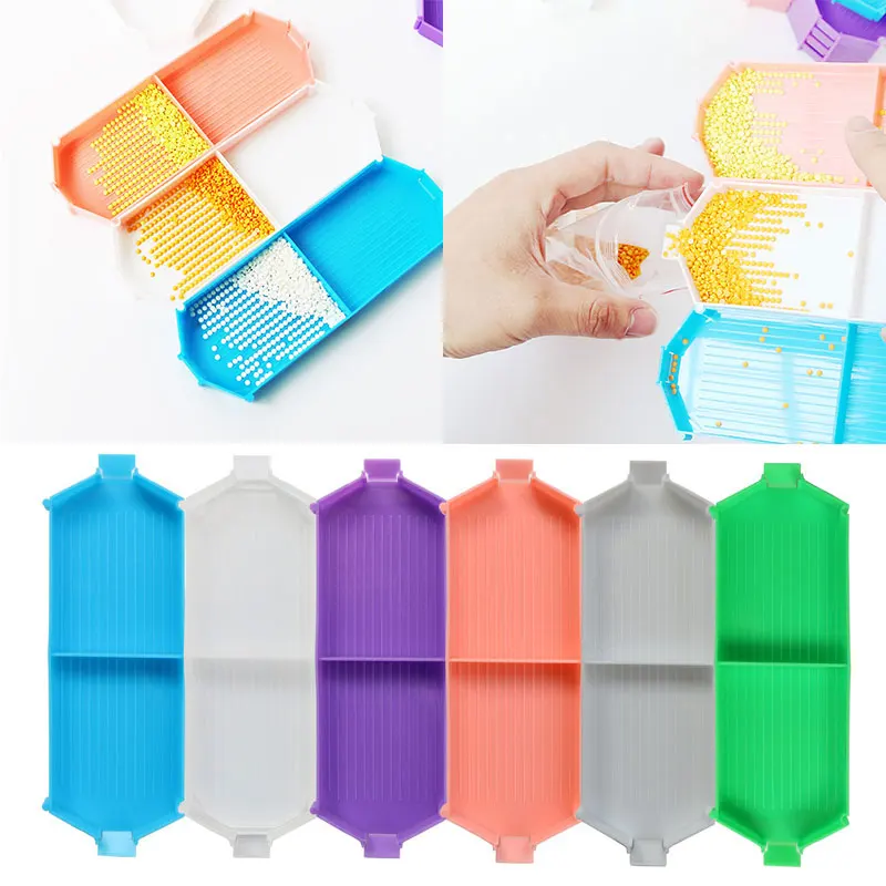 16x5.5cm Large Capacity Beading Plates Diamond Painting Storage Tray Plastic Drill Disk Tool Box Cross Stitch Plastic Accessory