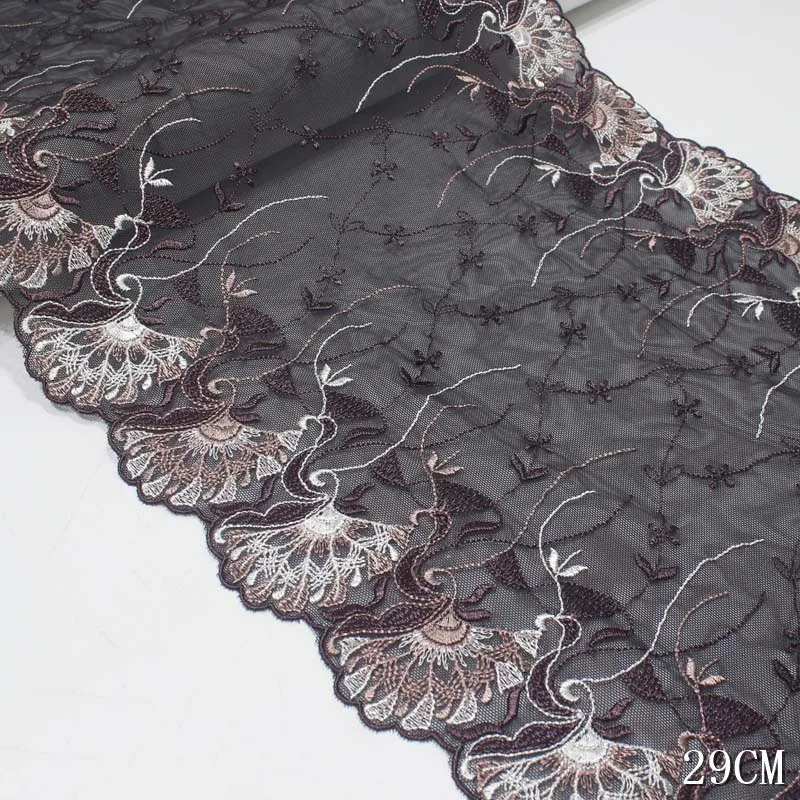 

20yds/lot Bilateral Lace Trim Floral Bra Sewing Craft Fabric Black Purple Mesh Lace Material For Clothing Accessories