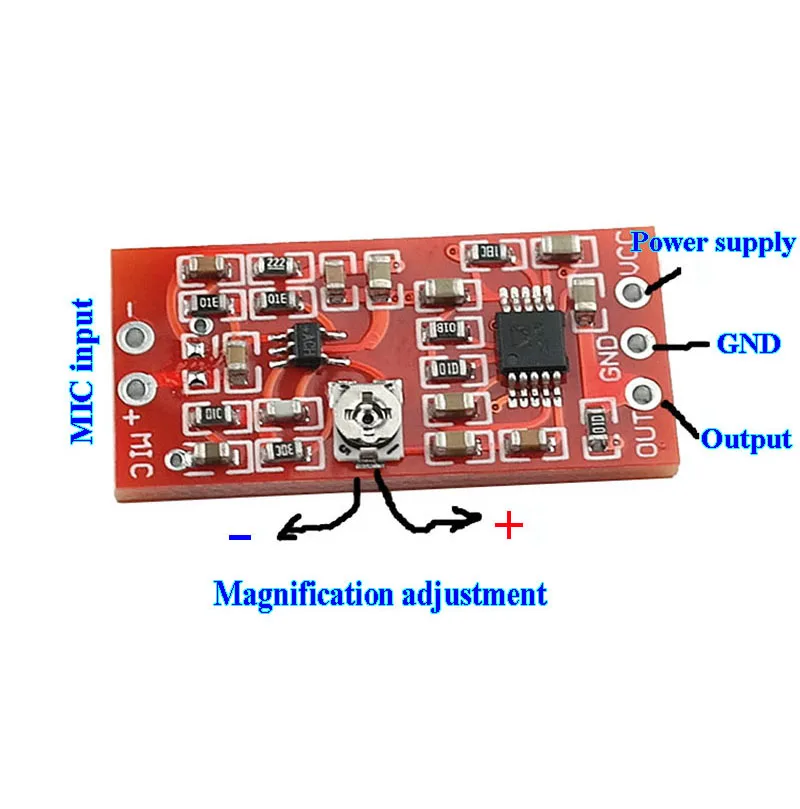 MAX4466 Dynamic Microphone Preamplifier Module with SSM2167 Voice Compression Amp