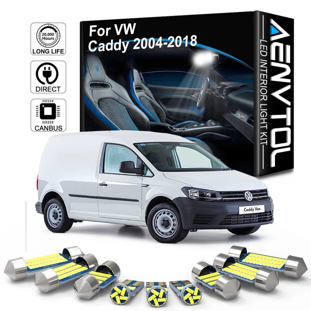 AENVTOL Canbus For Volkswagen VW Caddy 2004-2014 2015 2016 2017 2018 Auto LED Interior Dome Lights Accessories Kits Lamp