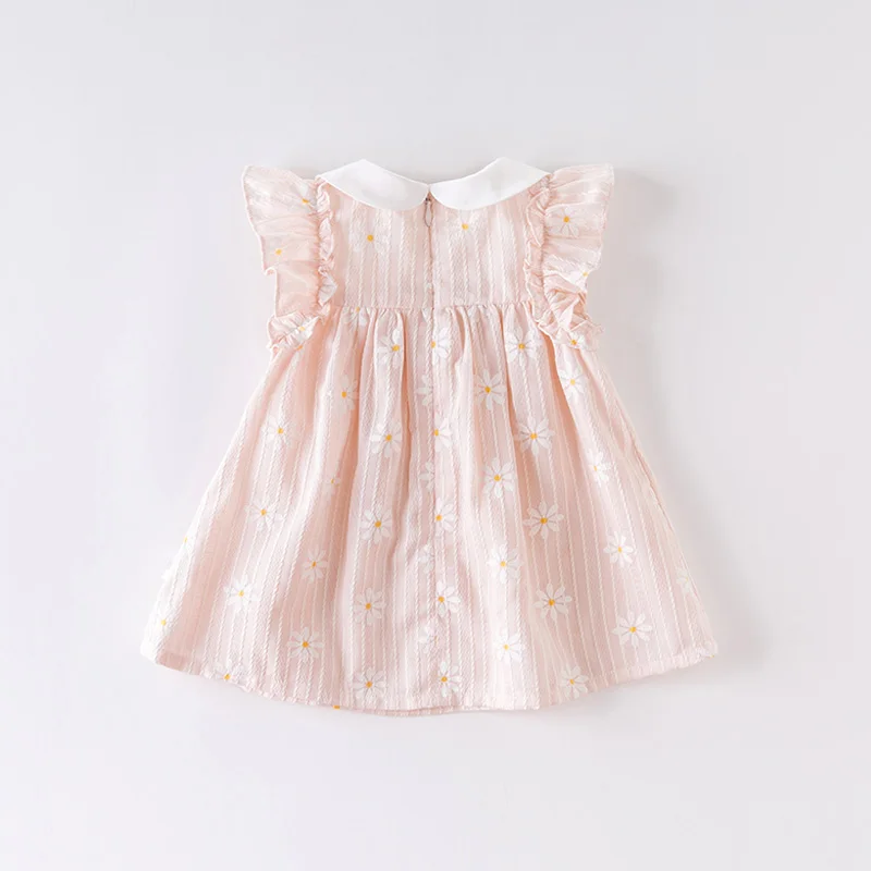 DBJ14119 dave bella summer baby girl\'s princess bow floral zipper dress children fashion party dress kids infant lolita clothes