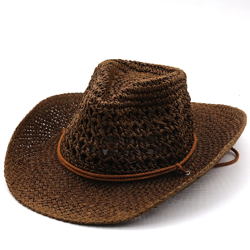 Western Cowboy Hat Men Panama Outdoor 2021 Summer Beach Cap Women Sombrero Vaquero Hombre Chapeu Wide brim Men\'s Straw Sun Hat