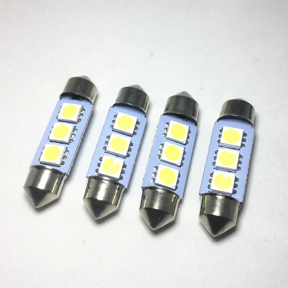 4PCS 36mm 39mm 41mm Auto Car Festoon Dome LED 5050 3-SMD White Reading Lights License Plate Lamp Chip Light Bulbs