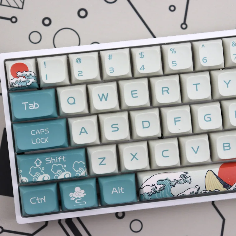 Coral Sea Keycaps PBT Keycap XDA Profile Sublimatiap Keycap Compatible with GH60 GK61/64/84/104