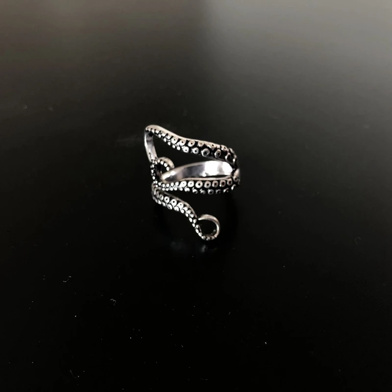 QEENKISS RG6683 Jewelry Wholesale Fashion Woman Man Birthday Wedding Gift Retro Octopus Tentacles 925 Sterling Silver Open Ring