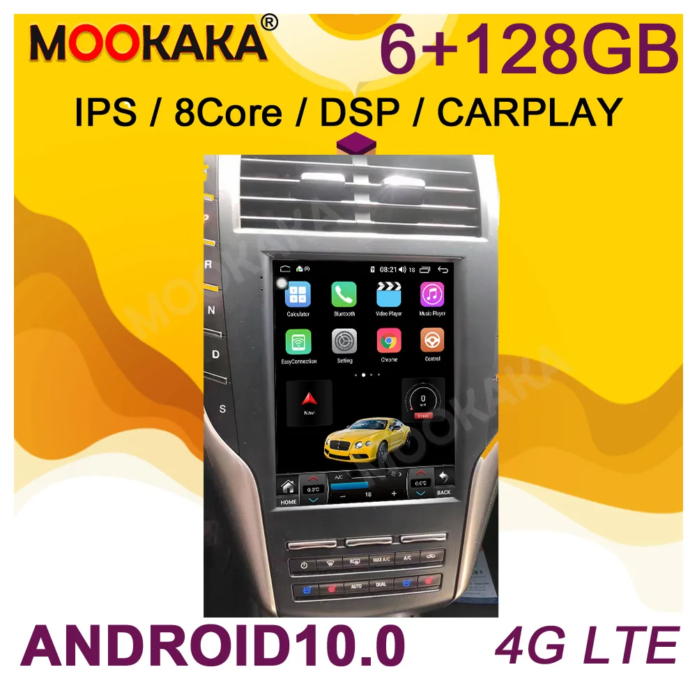 Android 10.0 6+128G Car Multimedia Player GPS Navigation For Lincoln MKC Auto Audio Radio Recoder Stereo Head Unit DSP Carplay