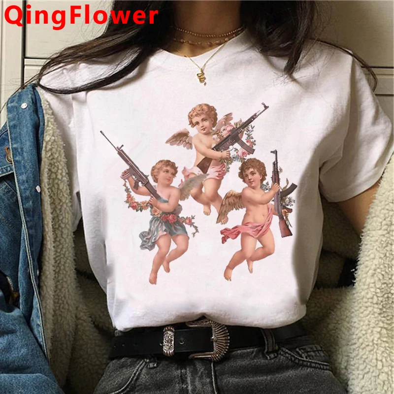 Angelo Estetico Harajuku Divertente Del Fumetto di T Delle Donne Della Camicia Ullzang Streetwear Vintage Grafici T-Shirt Maglietta di Modo Top