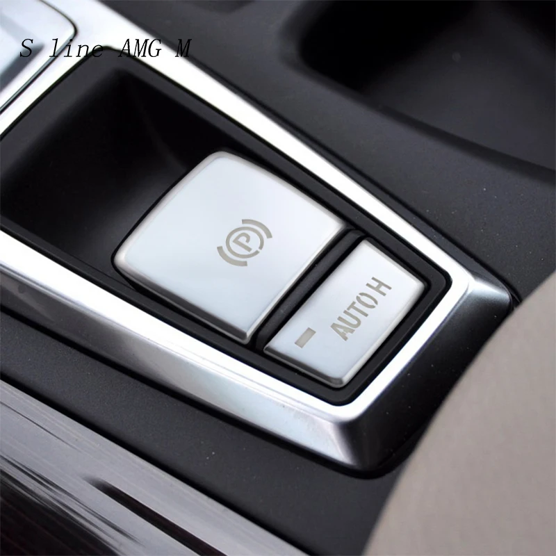 Car Styling For BMW X5 X6 E70 E71 x5m x6m Central Handbrake Auto H switch  Buttons Cover Stickers Trim Interior auto Accessories