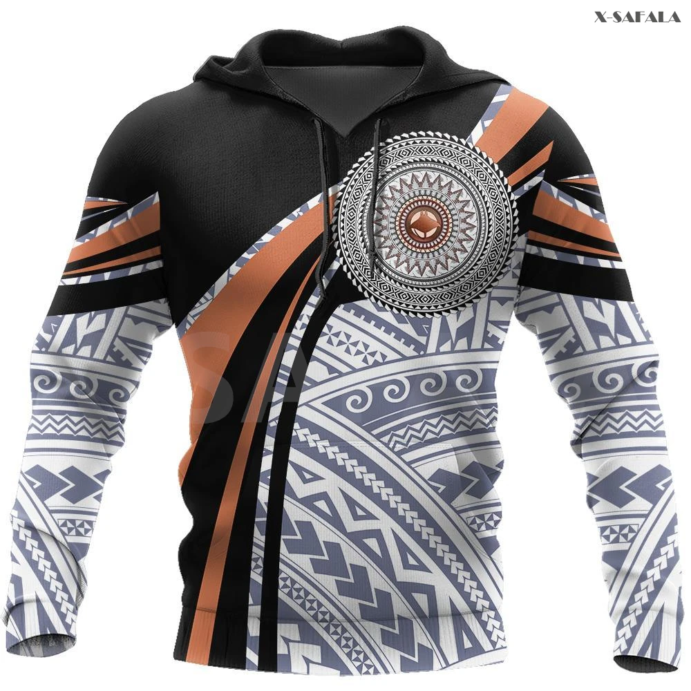 Polynesia Micronesia Handicraft Black Brown 3D Over Printed Hoodie Man Women Unisex Outwear Zipper Pullover Sweatshirt Casual