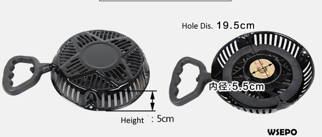 New Model Pull Recoil Starter Hole Dis.195mm and core Dia. 55mm fits 188F/190F,GX390/GX420 Type 13hp-16hp 389cc-440cc Gas Engine