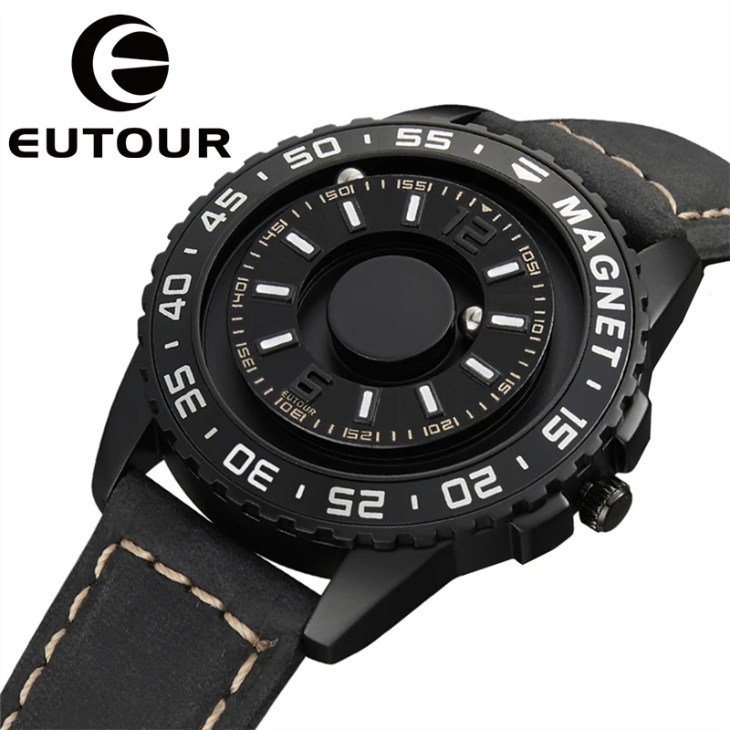 EUTOUR Original Magnetic Sport Luxury Simple Quartz Waterproof Men's Watch Leather Steel Strap Business Fashion Casual Watch