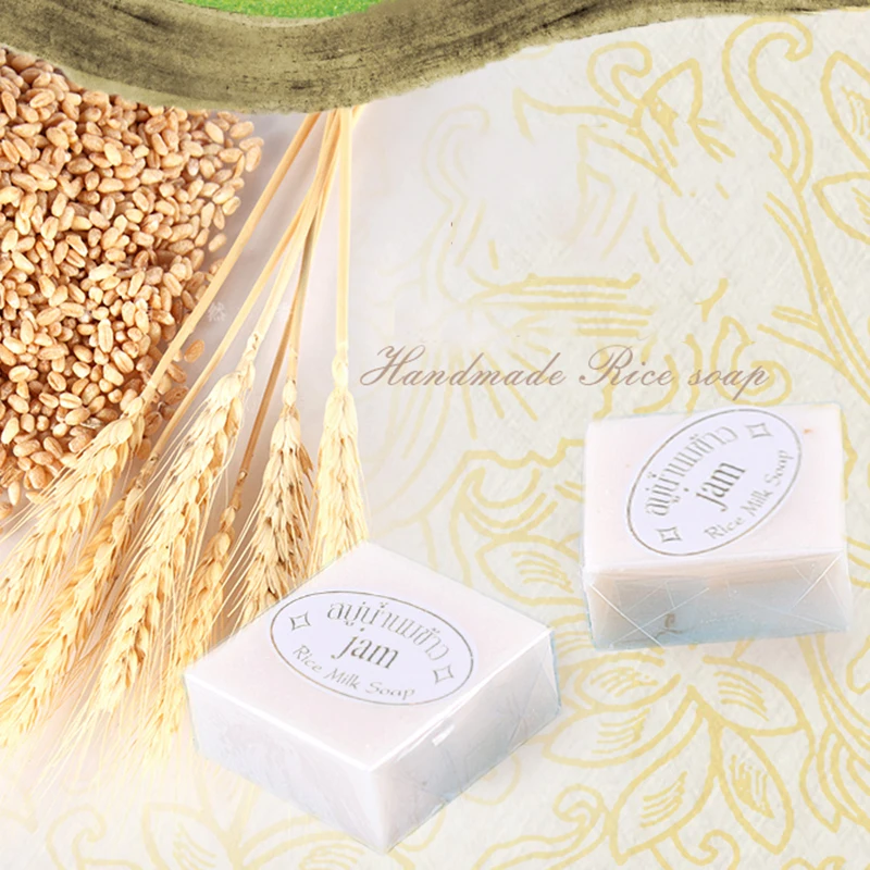 60g Milk Handmade Soap Whitening Moisturizing Brighten Skin Wash Face Body Cleaning Soap Rice Soap T0862