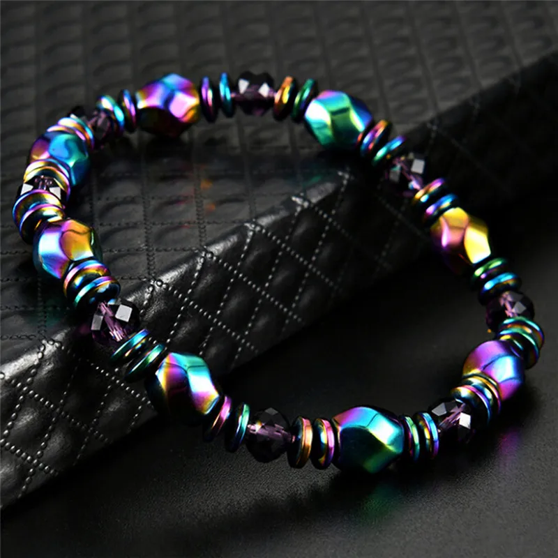 Magnetic Hematite Health Bracelet for women Men Many Colors Crystal healing Bangle Colorful Magnetite 5.5 CM(2.16 IN)