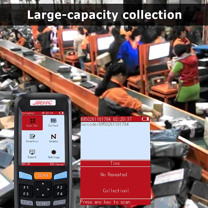 JRHC 2D Wireless Barcode Scanner for Taking Stock Barcode Reader Warehouse Data Collector Inventory 2.4G  Bar Code Scanner PDT