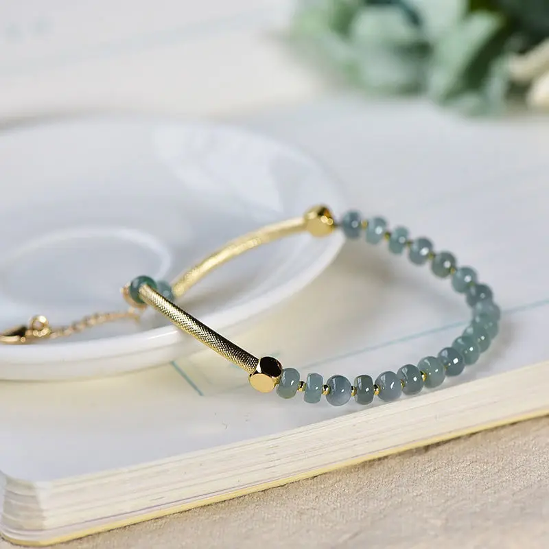 Natural Stone Abacus Beads Bracelet Jade Bangle With Extension Chain Women Handmade Lucky Chakra Friendship Couple Charm Jewelry