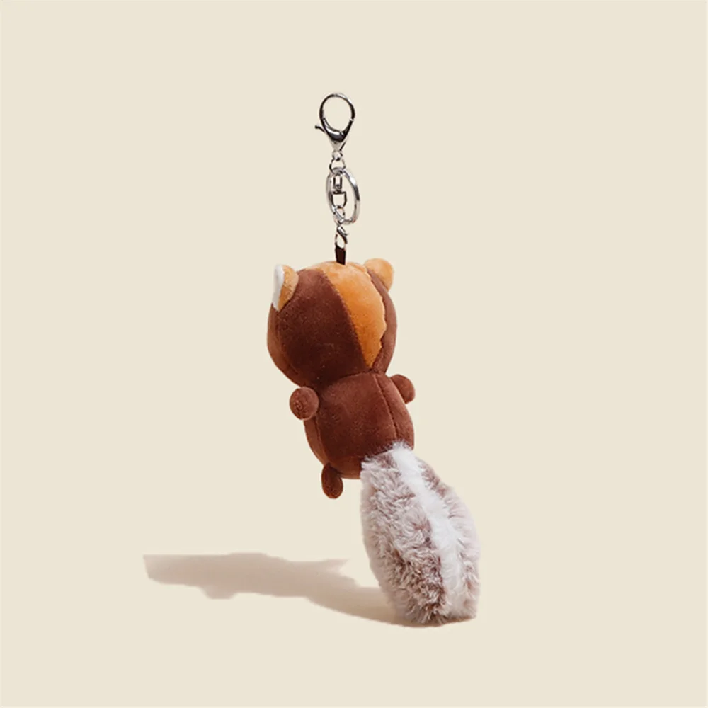 13CM Squirrel Keychain Stuffed Plush Toy Filled Doll Key Ring Clip Pendant