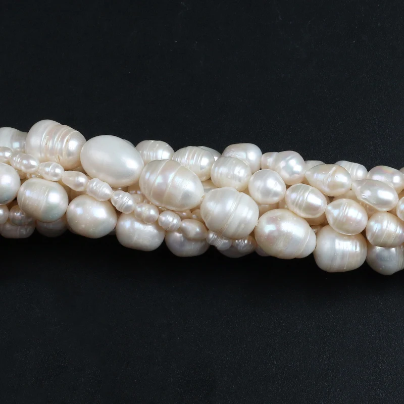 High Quality Natural Oval Shape Pearl White Freshwater Pearl Beads For Women Jewelry Bracelet Accessories 15\