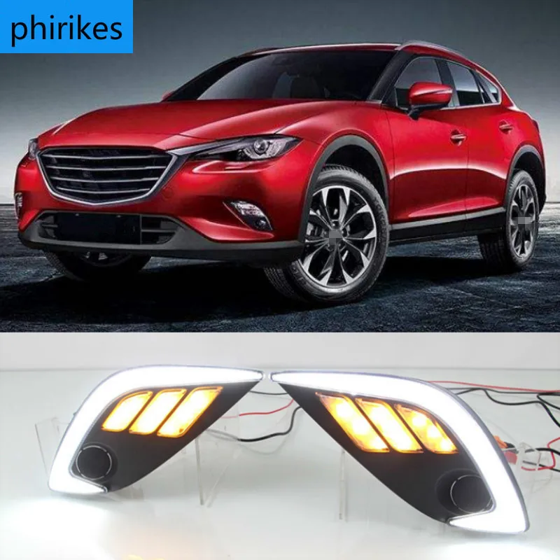 

1 set For Mazda CX-4 CX 4 CX4 2016 2017 LED DRL Daytime Running Light Fog Daylight yellow Signal lamp car-Styling