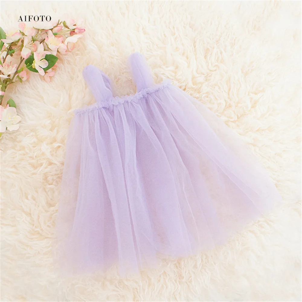 Newborn Photography Props Outfits Sling Skirt Set Mesh Dress Headband for Baby Fotografia Accessories Studio Shooting Photo Prop