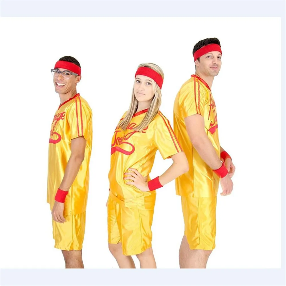 Crazy Dodgeball Gemiddelde Joe 'S Volwassen Geel Jersey Kostuum Set Een Echte Underdog Verhaal Dodgeball Cosplay Kostuum Halloween Outfit