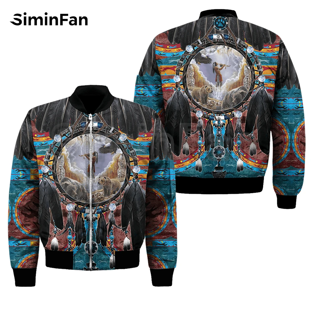 

Tribal Skull Wolf Horse Bear 3D Printed Mens Casual Flight Bomber Jackets Unisex Harajuku Winter Thick Coat Women Streetwear 02