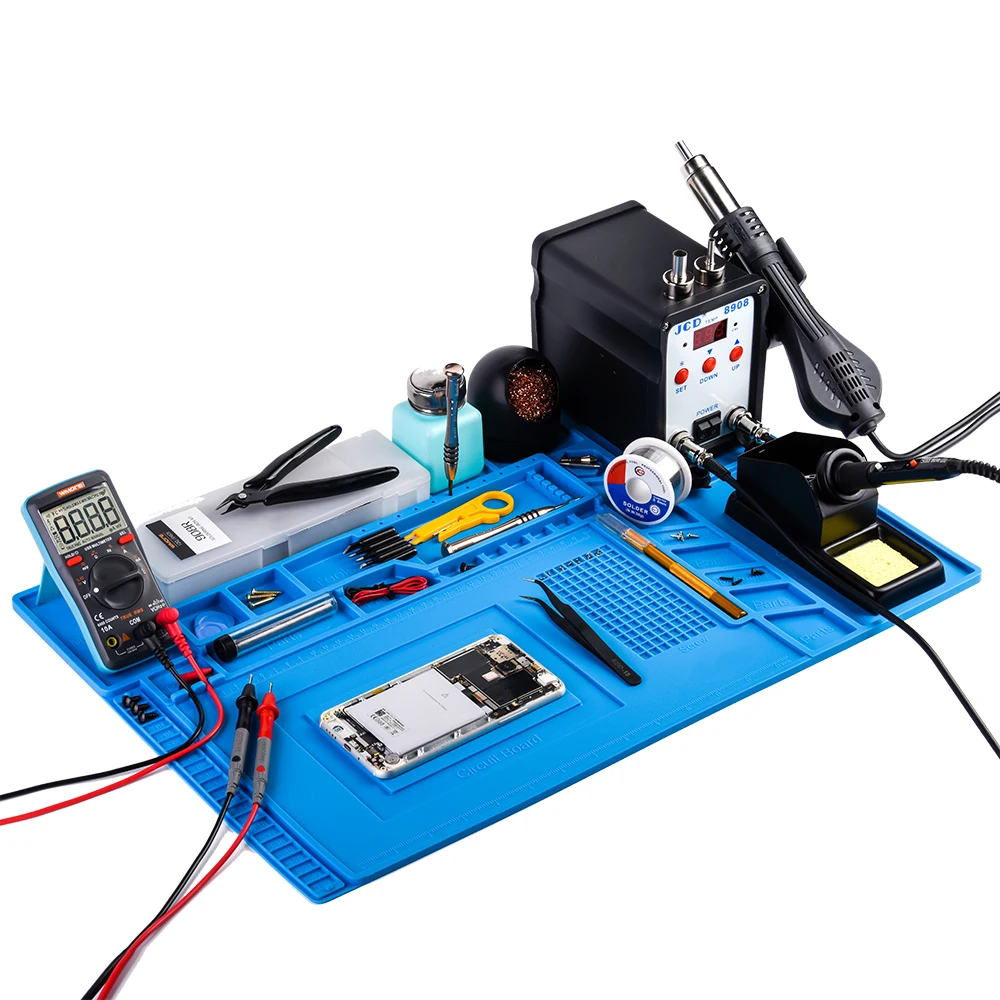 JCD Soldering Iron Soldering Station Kits With ESD Heat Insulation Working Mat Magnetic Heat-resistant Insulator Welding Repair