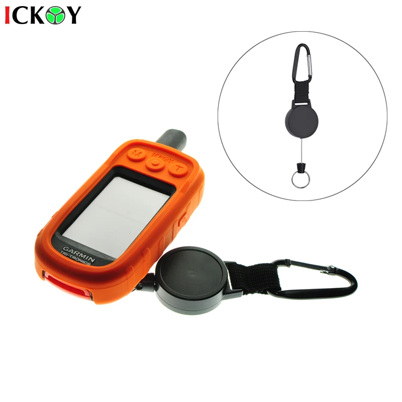 Silicone Protect Case Cover Skin + Retractable 25 Inch Stainless Cable Holder for Garmin Alpha100 Alpha 100