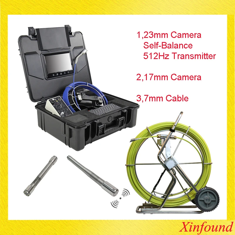 

One machine for dual use 5mm and 7mm Cable 17mm Long Spring Self Leveling 23mm 512hz Sonde Pipe Sewer Drain Inspection Camera