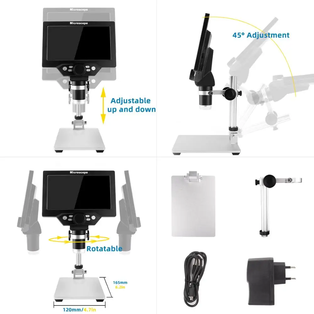 YIZHAN G1200 0-1200X 12MP Electronic Digital Microscope Video 7inch LCD Continuous Amplification Magnifier Solder Phone Repair