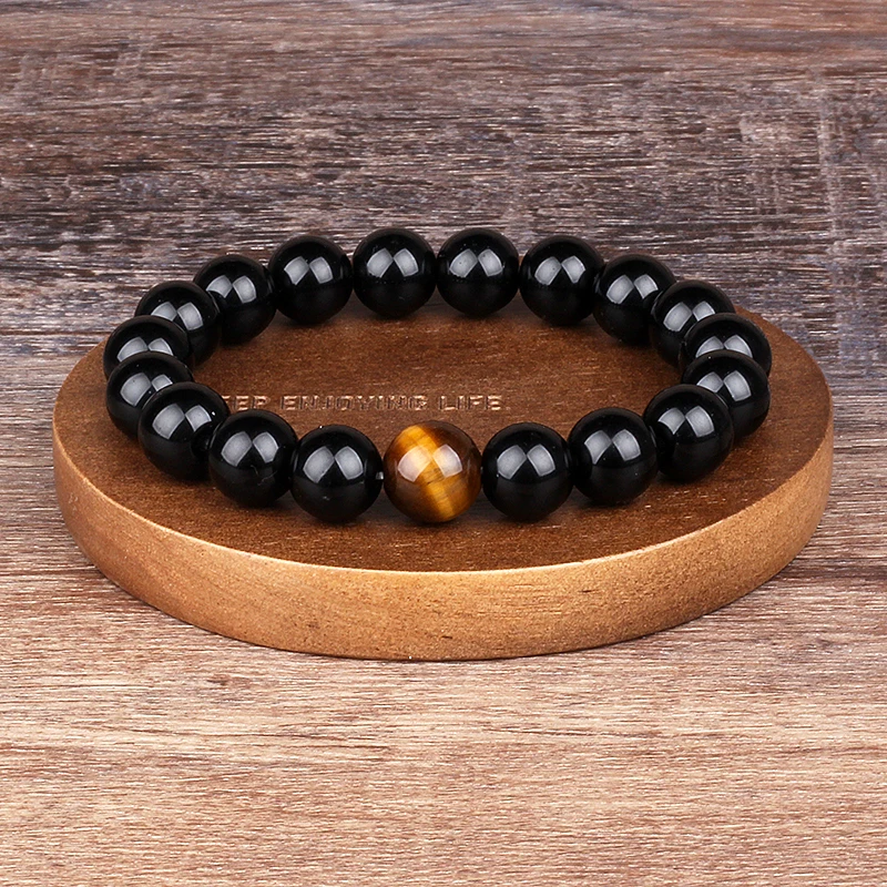 Fashion Obsidian Tiger Eye Stone Bracelets for Men New Natural Stone Beads Man Bracelet Men Charm Yoga Jewelry Gift 2022 Pulsera