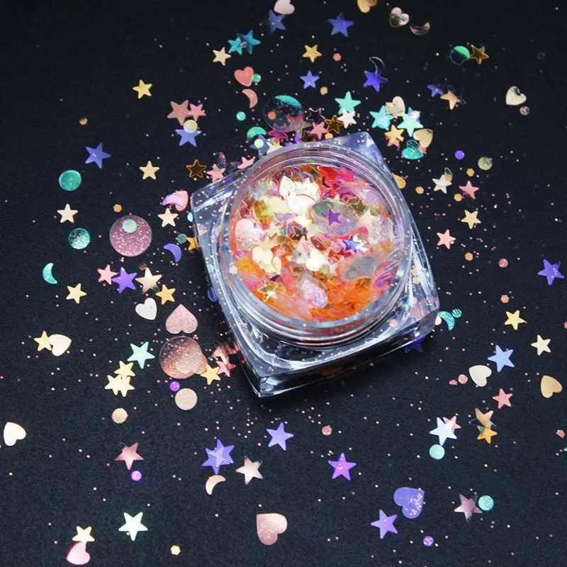 

500G Nail Art Glitter Sequins Flake Holographic Laser Mixed Star Heart Round Shape Paillette Shape DIY Manicure decoration