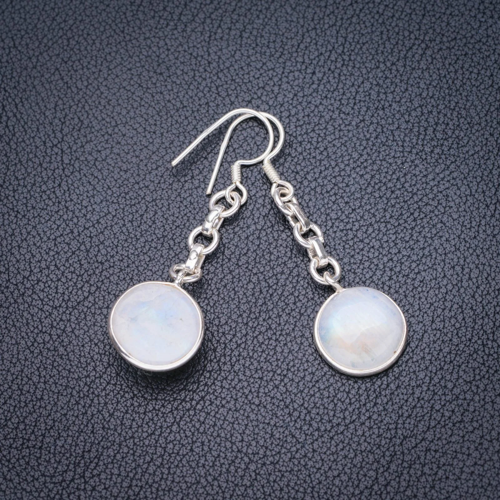 

StarGems Natural Moonstone Chain Handmade 925 Sterling Silver Earrings 1.75" E5635