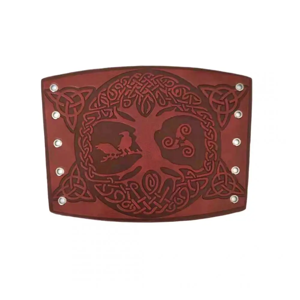 Toten Design Nordic Viking Odin Tree of Life Bangles for Man Riding Protective Gear Embossed Wide Leather Wristband Punk Jewelry view 4