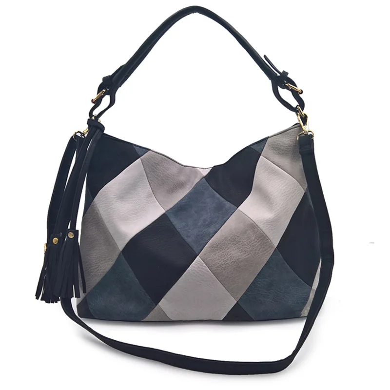 Bolsos de hombro a cuadros para mujer, bandolera de cuero de diseñador de lujo, a la moda, Simple, grande, 2023