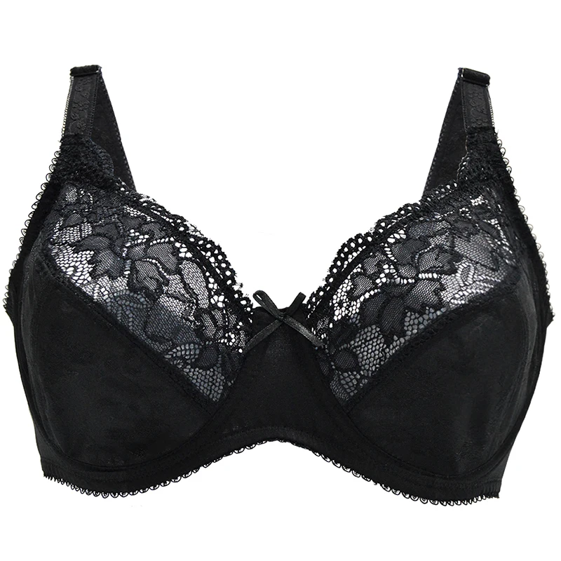 New Sexy Black Lace Mesh Bra Women Sexy Lingerie Embroidery Lace Bralette Bone Big Size A B C D E F G 75 80 85 90 95 100 105