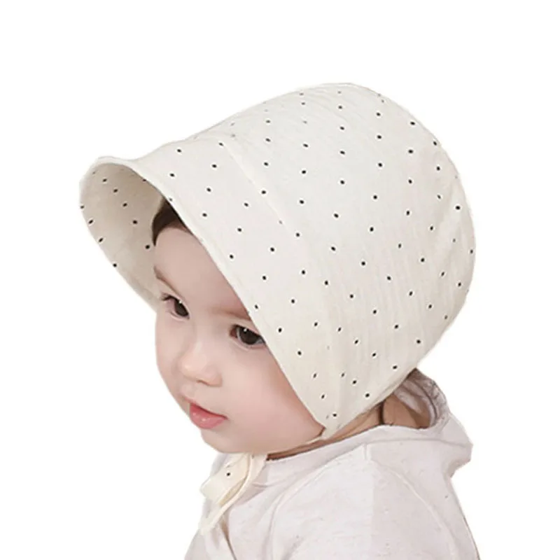 

Autumn New Baby Hat Beanie Boys Girls Bucket Cap Pilot Wide Brim Plaid Dots Newborn Cosplay Cotton Strap Photography Props