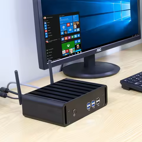Fanless Mini PC Thin Client Industrial PC Intel Core i7 i5 i3 Windows Linux HDMI VGA Gigabit Ethernet 8x USB Ports WiFi