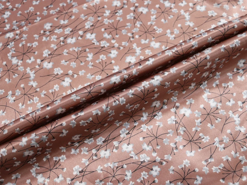 1 meter X 1.48 meter Elegant Floral Satin Fabric Soft Polyester Charmeuse Material For Scarf Headband Lining