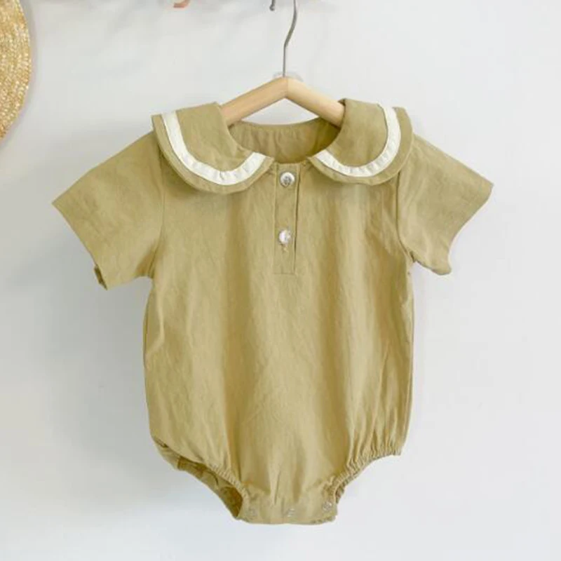 Preppy Style Baby Boys Girls Short Sleeve Rompers Summer Baby Clothes Rompers Kids Boys Girls Rompers Infant Clothing Rompers