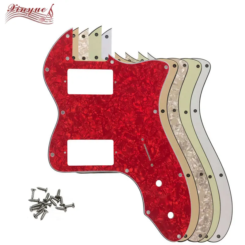 Xinyue gitar parçaları 13 delik Tele Thinline gitar Pickguard ile PAF Humbucker manyetikler Scratch plaka