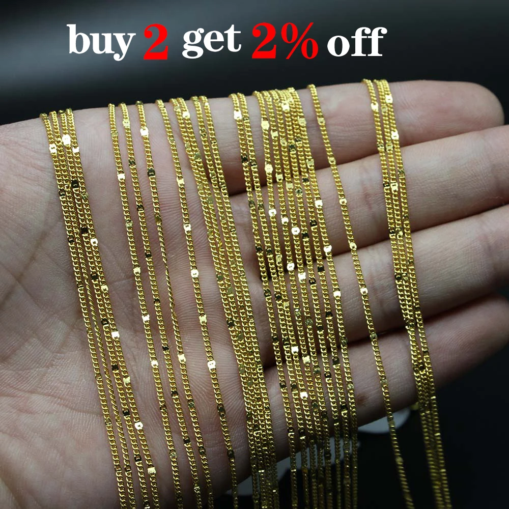 12Pcs/Pack 40-60cm White K  Gold Lobster Claw Clasp Necklace Chains DIY Making Materials Jewelry Bulk Accessories Wholesale