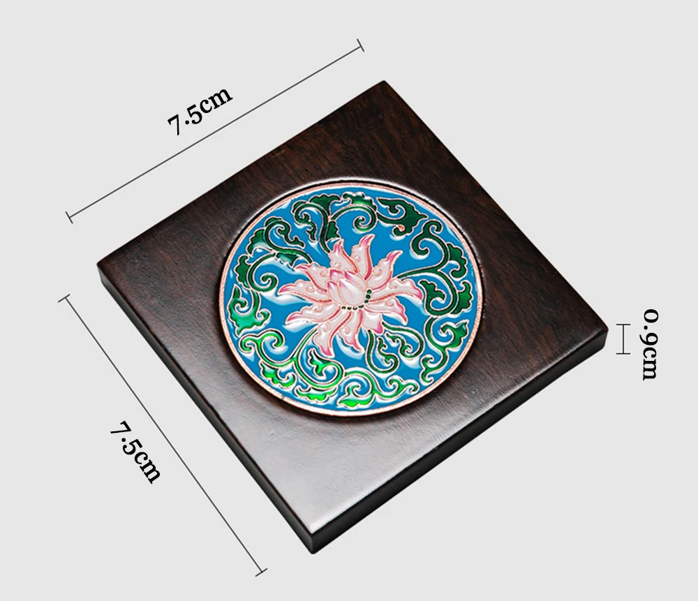 Cloisonne Solid Wood Cup Coaster For Home Office Teahouse Hotel Chinese Style Kung Fu Wooden Tea Cup Tray Coffee Cup Tray