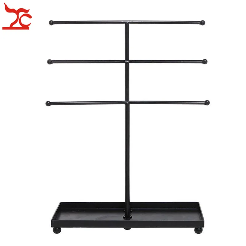 Fashion Earring Jewelry Display Rack Tray Metal Stud Necklace Bracelet Organizer Ornament T Bar Hanger Showcase Holder Stand