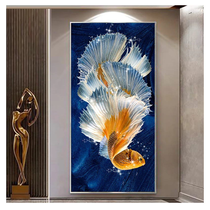 Pond Canvas Painting Modern Posters and Prints Wall Art Picture for Living Room Home Decor Cuadros Koi Fish Feng Shui Carp Lotus