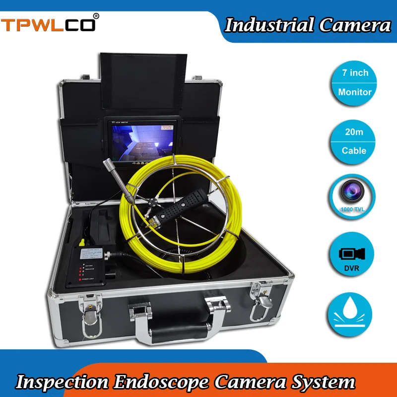 

7inch Color LCD Display Pipe Sewer Drain Inspection Endoscope System With DVR Function 20m 17mm Waterproof Industrial Camera